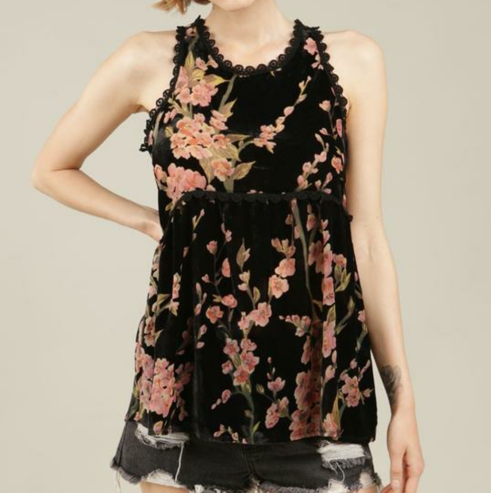 POL Babydoll Racerback Velvet Top